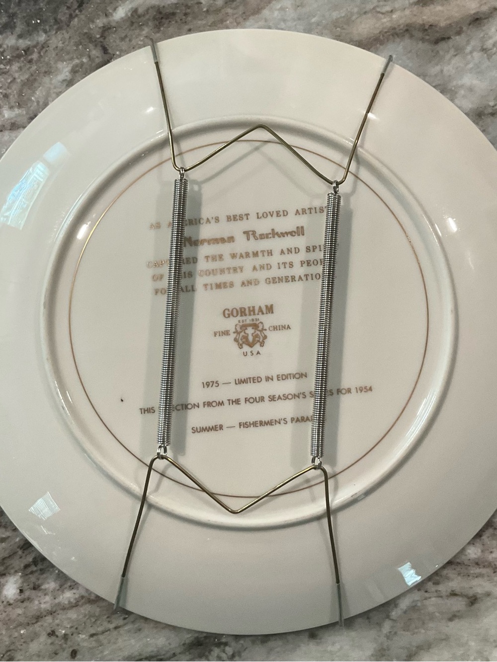 Gorham White China Decorative Plate with Gold Lettering - Picture 2 of 2